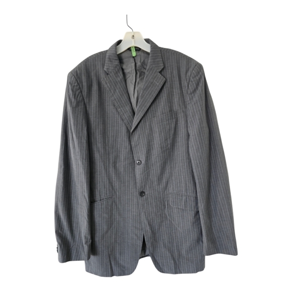 Banana Republic Blazer Sports Coat Men 44L Gray PinStriped 2button Exellcent - Picture 1 of 15